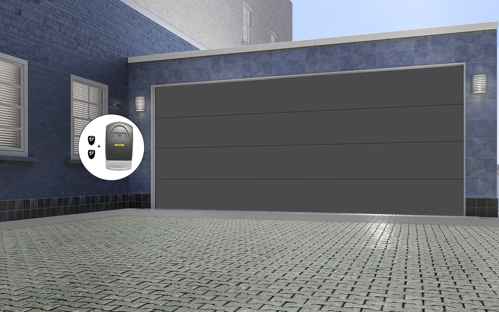 Porte de garage sectionnelle Lisse 5000 x 2000 RAL 7016